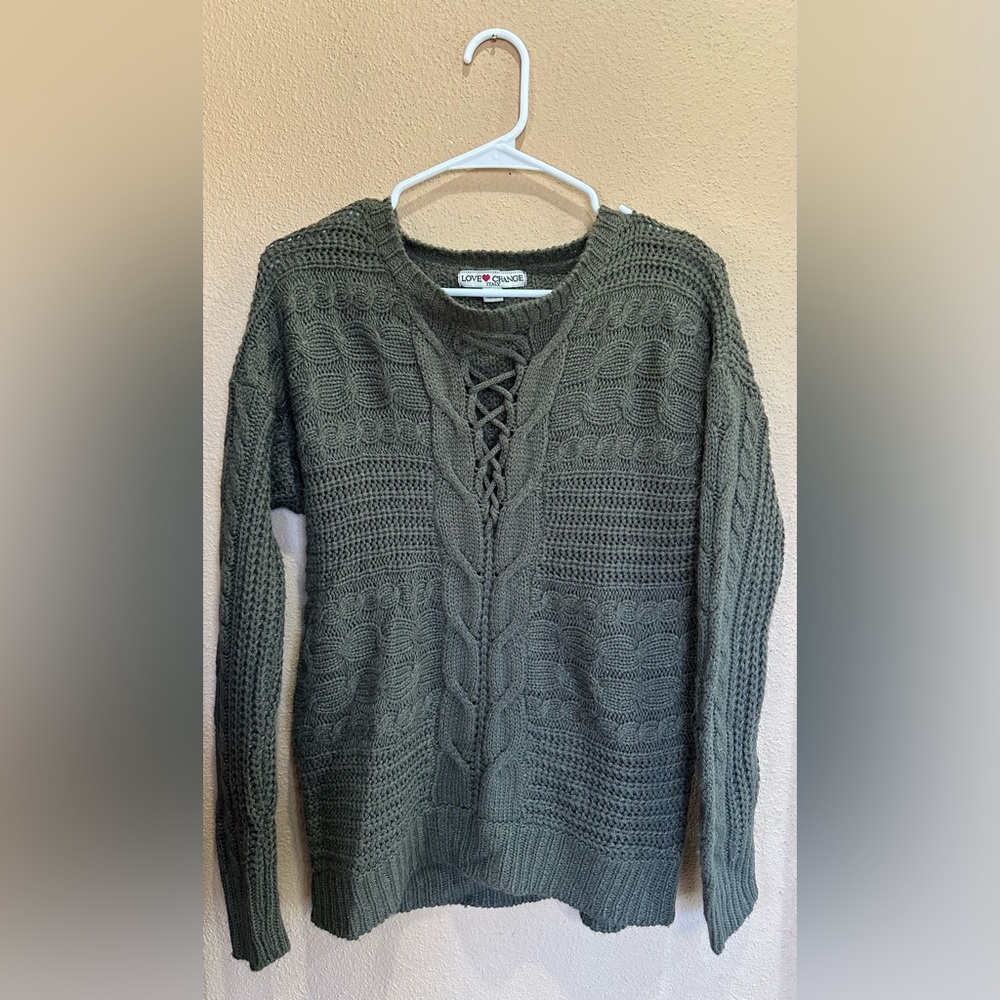 Love Change Italy Olive Colored Sweater - Junior Size Small